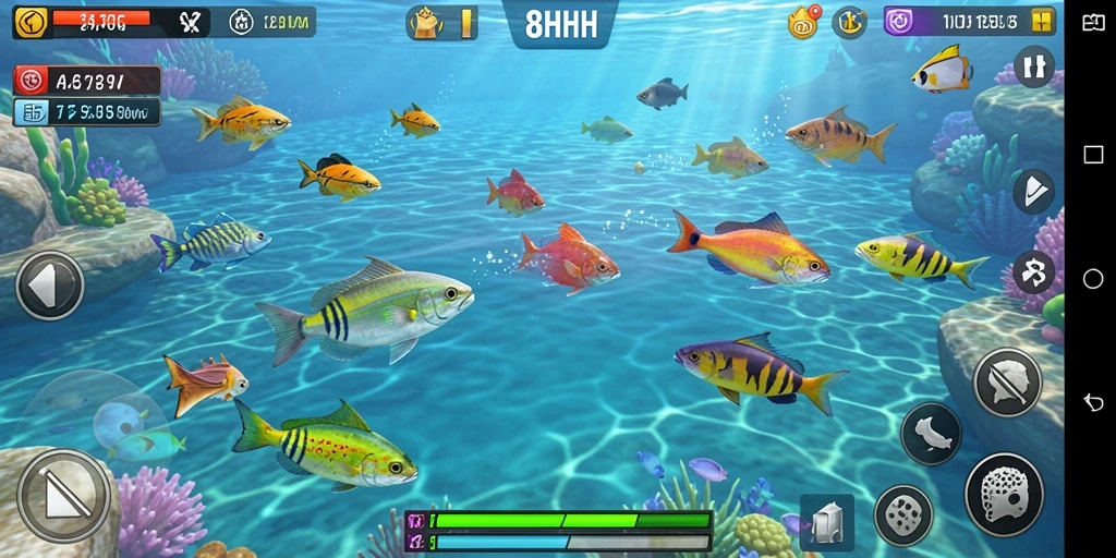 Tampilan aksi menembak ikan yang seru dalam 8HHH.