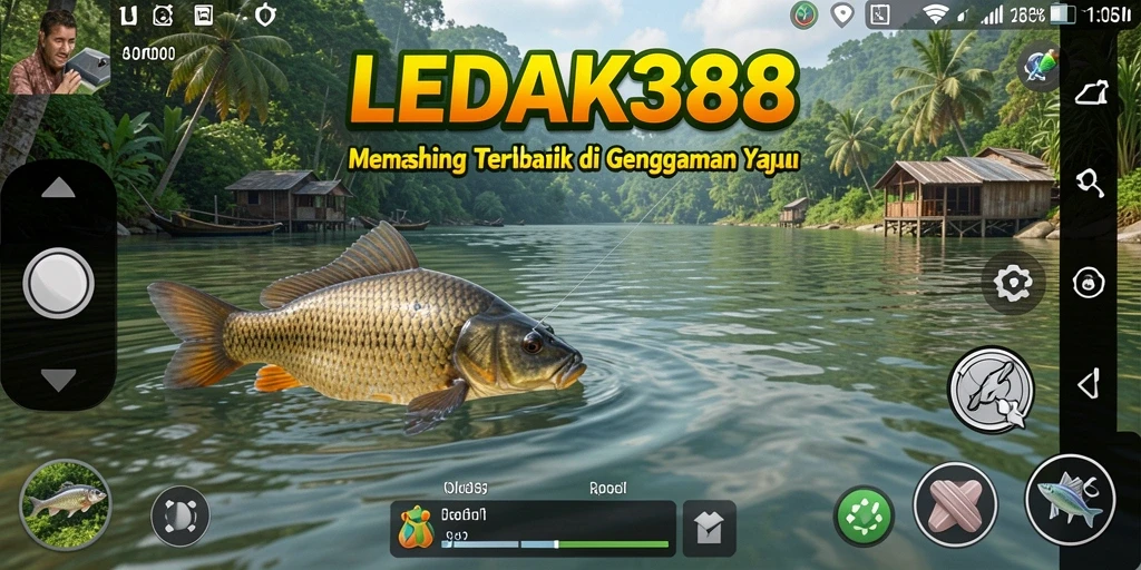 Tampilan gameplay yang seru dalam LEDAK388 dengan aksi memancing yang mendebarkan.