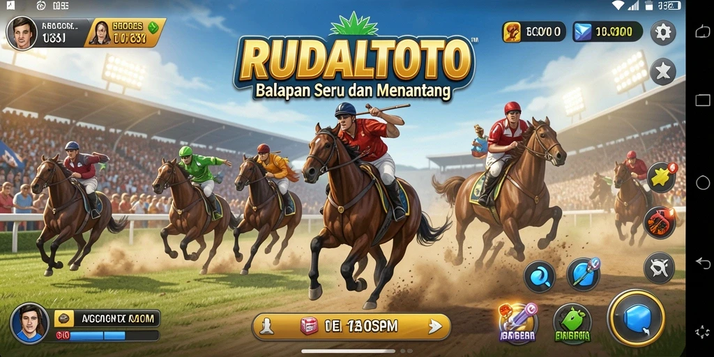 Screenshot gameplay RUDALTOTO menunjukkan akselerasi cepat dan balapan mendebarkan.